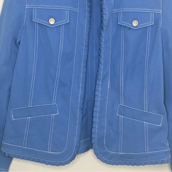 Peck And Peck Weekend Jacket Blue Size 10 Eye Hook - Picture 3 of 15